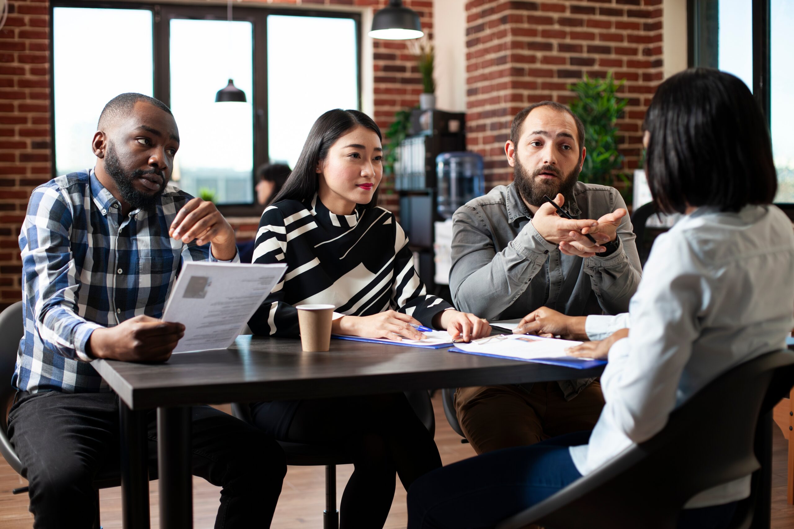 Recruiters asking interview questions to the applicant.